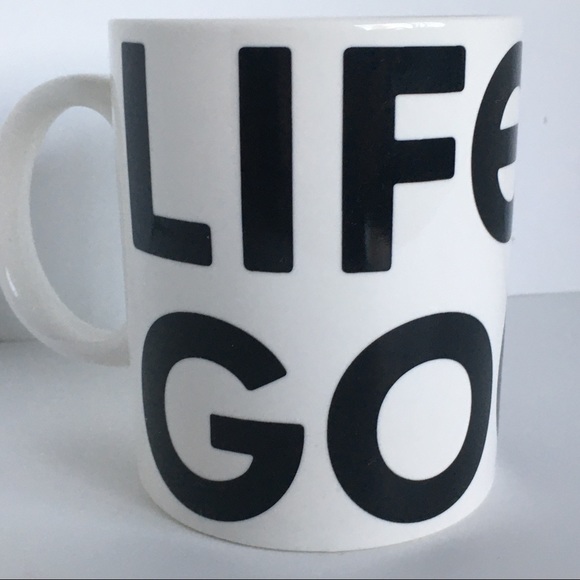 Life is good mug White ceramic with large Black Lettering coffee tea cup NEW - Picture 3 of 10